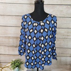 PAPERMOON  BLUE & NAVY GEOMETRIC DESIGN TOP - SM